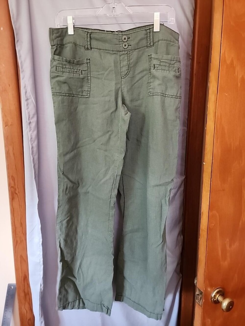 SO Women’s Olive Green Linen Blend Utility Pants Size XL